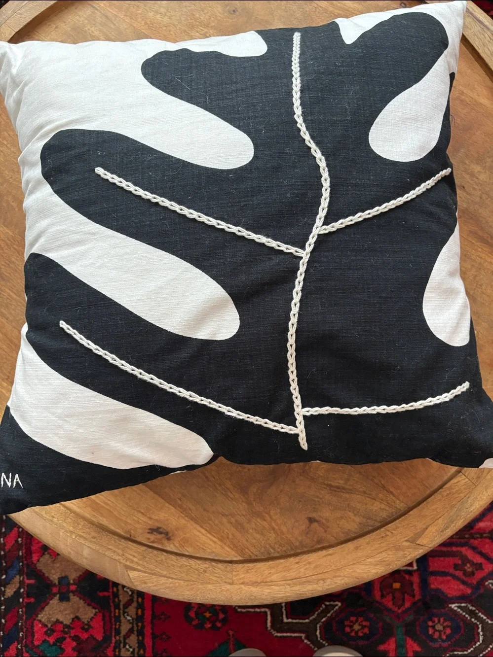 Black and White Abstract Leaf Throw Pillows (Set of 2)